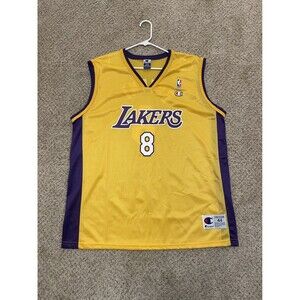 Vintage Champion Basketball Jersey Mens 44 Gold Kobe Bryant Lakers 8 Rare NBA